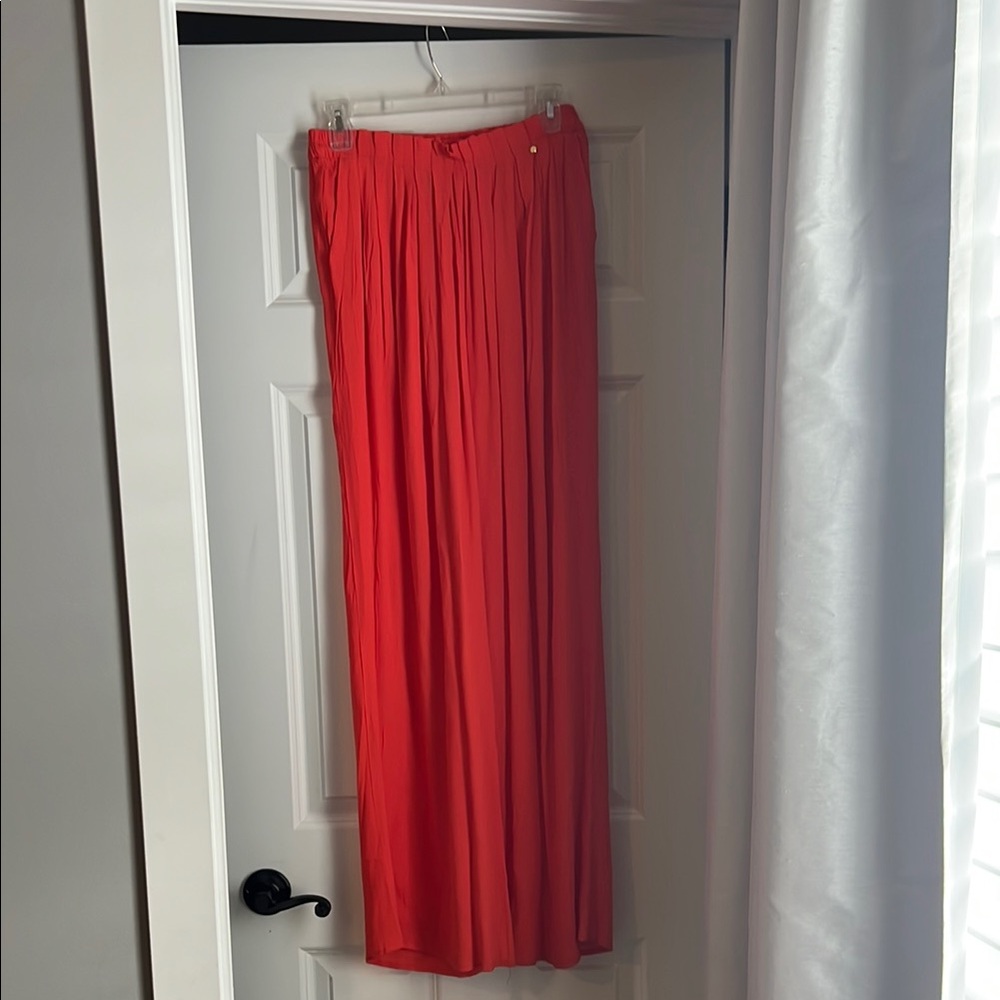 Elegant Red Pleated Palazzo Pants